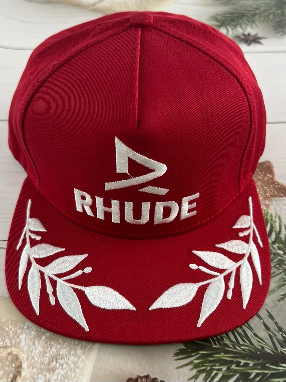 Rhude Red Baseball Cap with White Embroidered Logo